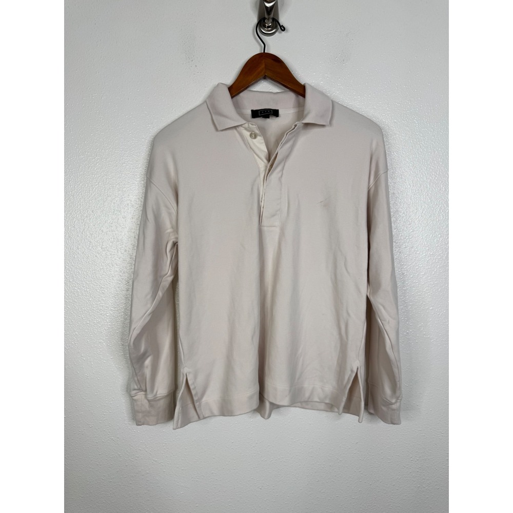 AYR Cream Long Sleeve Polo Shirt Pima Cotton Modal Blend Mens Small